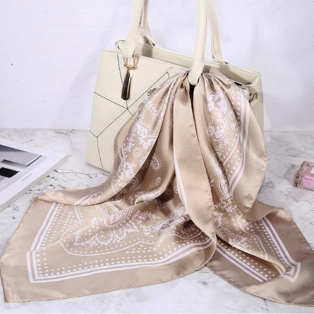 New in packaging light khaki scarf multiple uses brand new in plastic